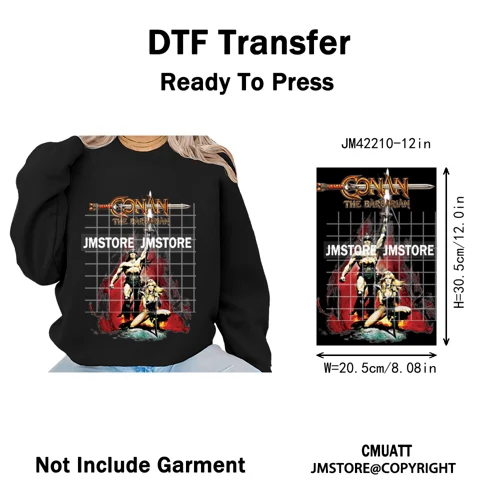 12in Retro Halftone Movie Halloween Spooky Popular Shows Iron on DTF Washable Transfers Stickers Ready to Press for Hoodies