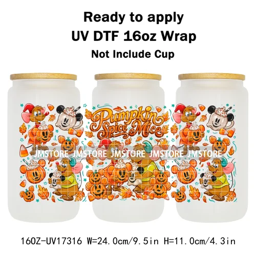 Halloween Wednesday Cartoon Horror Movies UV DTF Stickers Ready To Apply Cup Wrap Custom Labels DIY Craft For Libbey Can Glass
