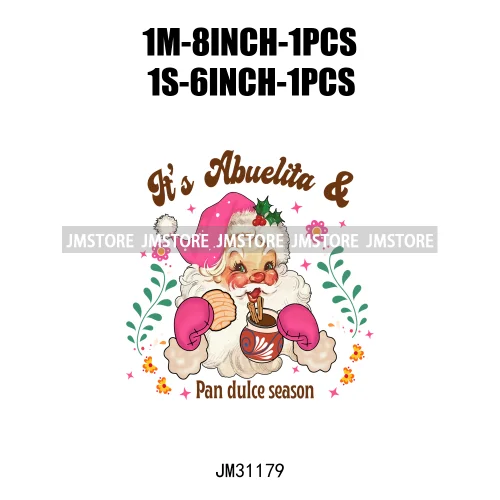 Funny Tis The Season Mexican Chocolate Pink Christmas Pan Dulce Spanish Iron On DTF Transfer Stickers Ready To Press For Clothes