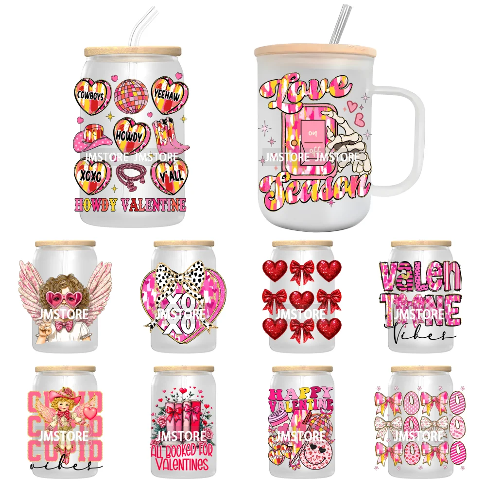 Coquette Valentine Heart Love XOXO Valentine's Day UV DTF Transfer Stickers Decals For Libbey Cold Cups Mugs Tumbler Waterproof