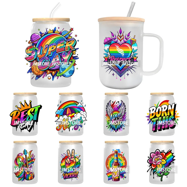 LGBT Quotes UV DTF Transfer Stickers Decals For Libbey Cold Cups Mugs Tumbler Waterproof DIY Custom Logo Labels Rainbow Pride