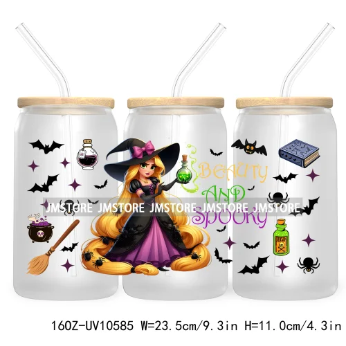 Horror Princess Halloween 16OZ UV DTF Cup Wrap Transfer Stickers Movie Killers Custom Labels For Libbey Glass Can Trick Or Treat