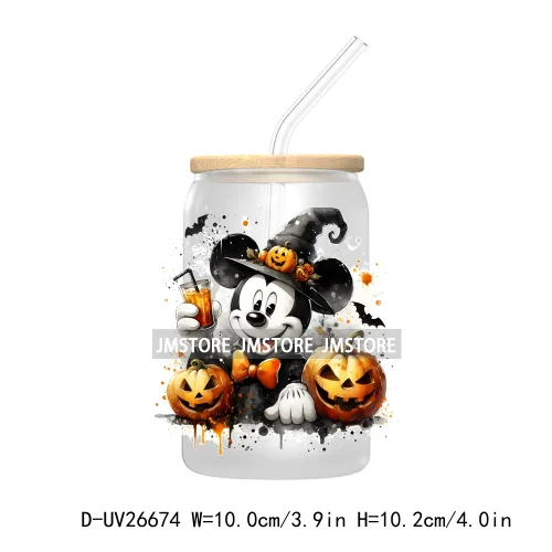 Cartoon Mouse And Friends Halloween Pumpkin UV DTF Transfer Stickers Decals For Libbey Cold Cups Mugs Tumbler Custom Labels Fall