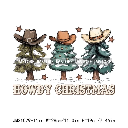 Howdy Country Cowboy Western Merry Christmas Tee Cow Chickens Coquette Iron On DTF Transfers Stickers Ready To Press For Clothes