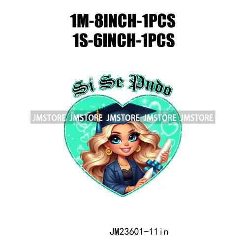 Chicano Graduation Para Mi Familia Si Se Pudo Chicano Educated Latina Sernior School Girls DTF Transfer Stickers For T-shirts