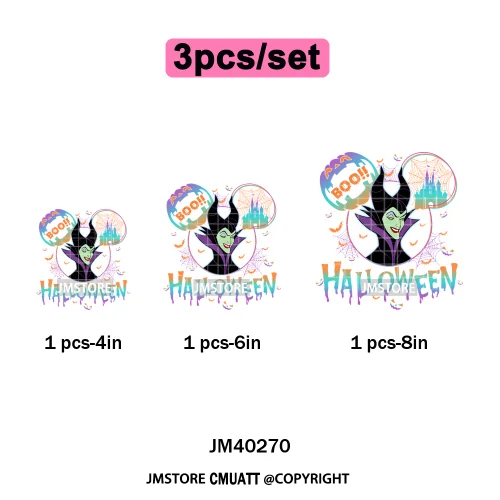 Waiting For Halloween Coquette Bad Girls Friends Wicty Logos Iron on DTF Washable Transfers Stickers Ready to Press for Clothing