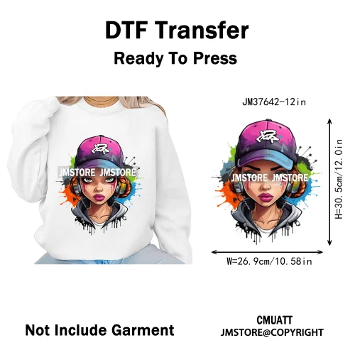 12in Glossy Dripping Lips Streetwear Graffiti Trap Girls Iron on DTF Thermal Transfer Stickers Ready to Press for Woman Clothing