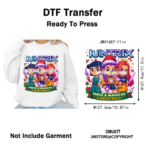 Merry Christmas Kpop Music Band Group Character Xmas Festive Love Iron on DTF Transfers Stickers Ready to Press for Clothes Bags