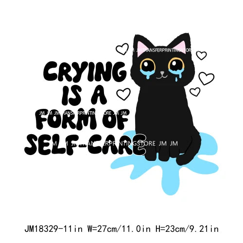 DIY Lovely Cat No Lazy Don't Stress Love And Light Decals Positive Quotes DTF Transfers Stickers Ready To Press For Hoodies