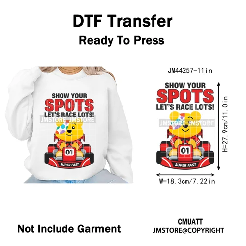 Cute Cartoon Bear Children in Need Charity Raising Kids Iron on Washable DTF Heat Transfers Stickers Ready to Press for Textiles