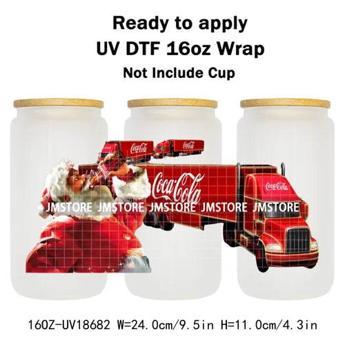 Christmas Movie Characters UV DTF Cup Wrap Ready To Apply Transfer Stickers Waterproof 16OZ Tumbler Wraps For Libbey Glass Can