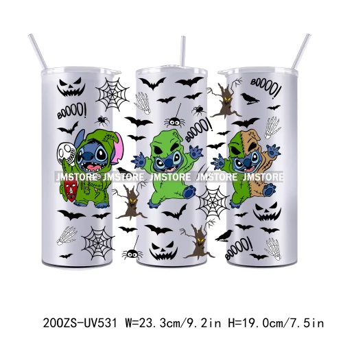 Couple Horror Character Cartoon 20OZ Straight Skinny Tumbler Wrap UV DTF Cup Wraps Custom Label Transfer Sticker Waterproof Logo