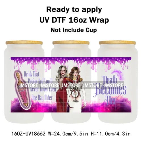 Halloween Nightmare Spooky Season 16OZ UV DTF Cup Wraps Ready To Apply Waterproof Transfer Stickers For Libbey Glass Can Tumbler