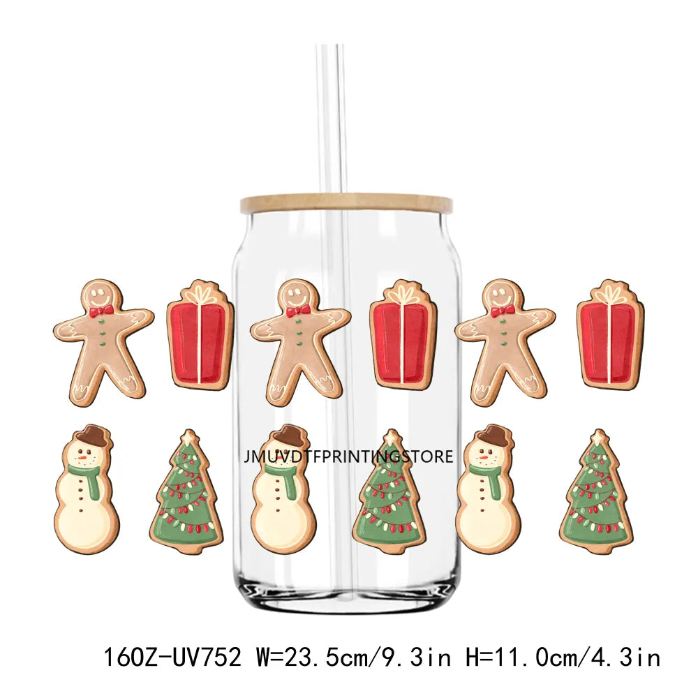 Christmas Coffee Santa 16OZ UV DTF Cup Wrap Transfers Stickers Custom Labels DIY Durable Waterproof Logo For Libbey Glass Can