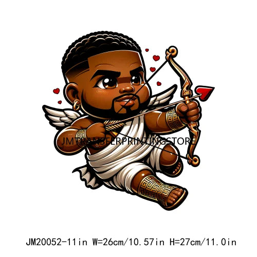 Lovely African American Black Cupids Valentine Praying Angels Boys Girls Religious Iron On DTF Transfers Stickers For Clothes