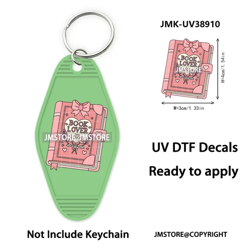 Reading Book Animals Mental Health UV DTF Motel Keychain Wraps Ready To Apply Waterproof High Quality Hotel Keychain Decals