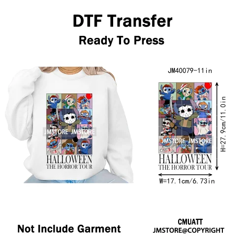 Nightmare on Main Street Pumpkin Spooky Halloween Cartoon Season Iron on DTF Heat Transfers Stickers Ready to Press for Hoodies