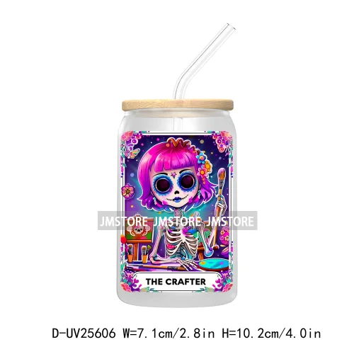 The Crafter Tarot Card UV DTF Transfer Stickers Decals For Libbey Cold Cups Mugs Tumbler Custom Logo Labels Sarcastic Skeleton