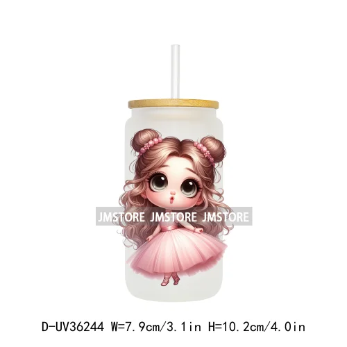 Cute Pink Princess Coquette Bow UV DTF Transfer Stickers Decals Ready To Apply Waterproof For 16OZ Libbey Glass Can Cups Tumbler