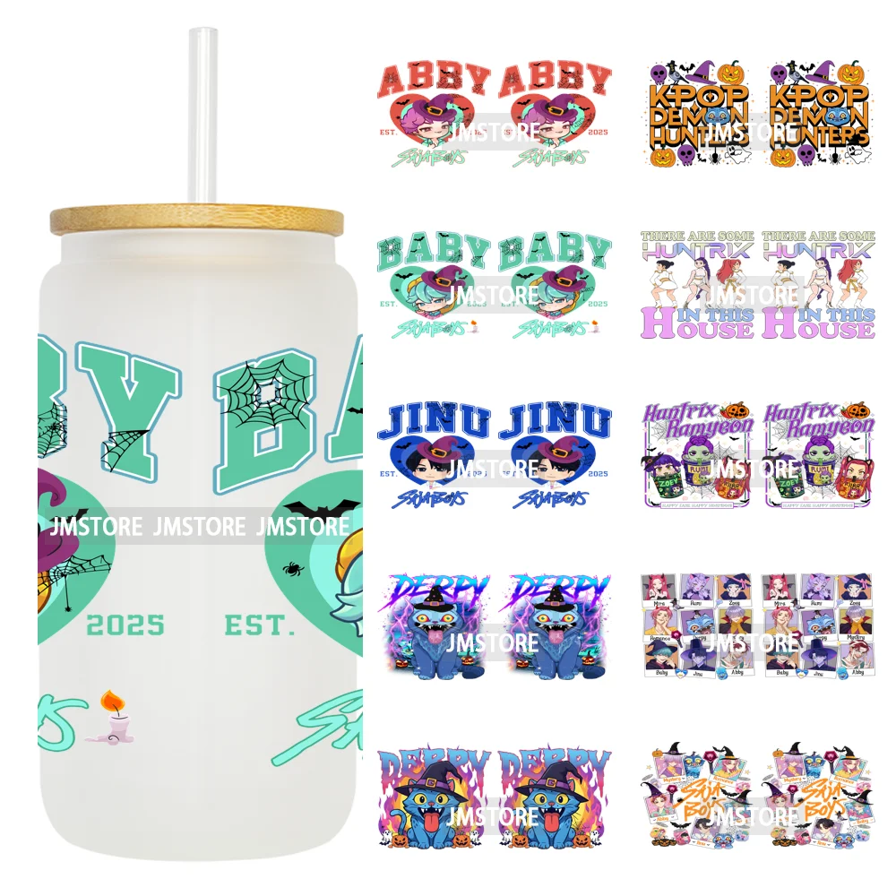 Demon Hunters Kpop Derpy Halloween Mystery Boys UV DTF Stickers Ready To Apply Cup Wrap High Quality For 16OZ Libbey Can Glass