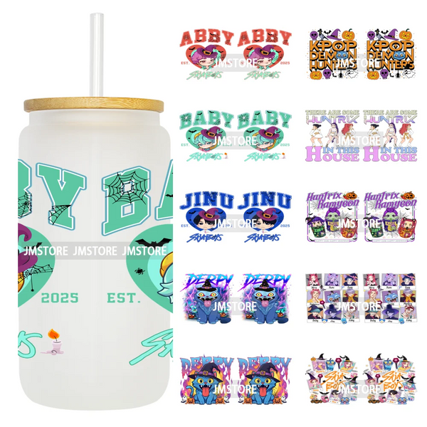 Demon Hunters Kpop Derpy Halloween Mystery Boys UV DTF Stickers Ready To Apply Cup Wrap High Quality For 16OZ Libbey Can Glass