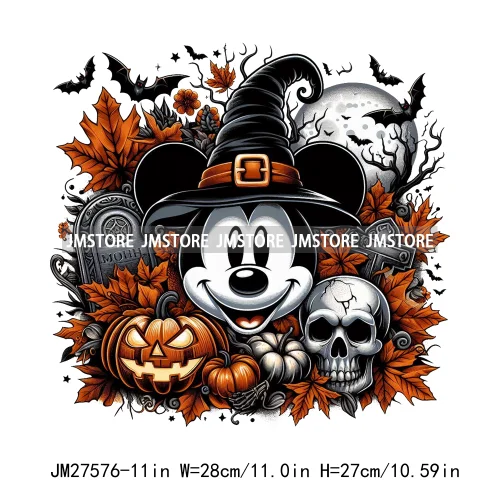 Cartoon Halloween Spooky Season Pumpkin Rip Gravestone Skull DTF Iron On Transfers Stickers Printing Ready To Press For Clothing