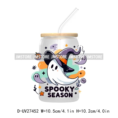 Trick or Teach Ghouls Halloween UV DTF Transfer Stickers Decals For Libbey Cold Cups Mugs Tumbler Waterproof Label Spooky Season