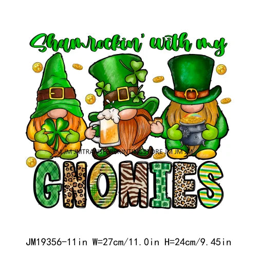 Shamrock Crusher Sassy litt lassie St Patricks Day Coffee Rainbow Gnomies Logos DTF Transfer Stickers Ready To Press For Hoodies