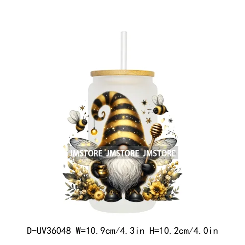 Honey Spring Bee Gnome Floral UV Sticker Decals For Libbey Cold Cups Mugs Tumbler Transfer Sticker Waterproof High Quality Label