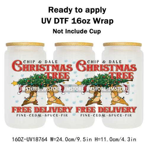 Christmas Crew Cartoon Characters Gingerbread UV DTF Stickers Ready To Apply Cup Wrap Custom Logo DIY Craft For Libbey Can Glass