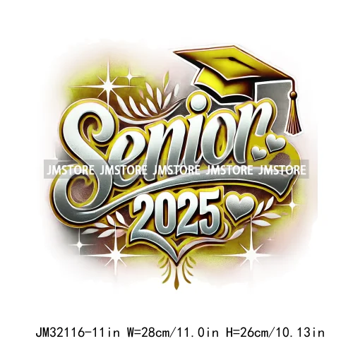 Fashion Senior 2025 Proud Graduate High School Spirit Iron On DTF Transfers Stickers Ready To Press For Sweatshirts Bags