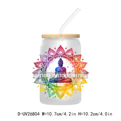 Yoga Serenity Art Mandalas Meditation UV DTF Transfers Stickers Decals For Libbey Cold Cups Mugs Tumbler Waterproof DIY Craft