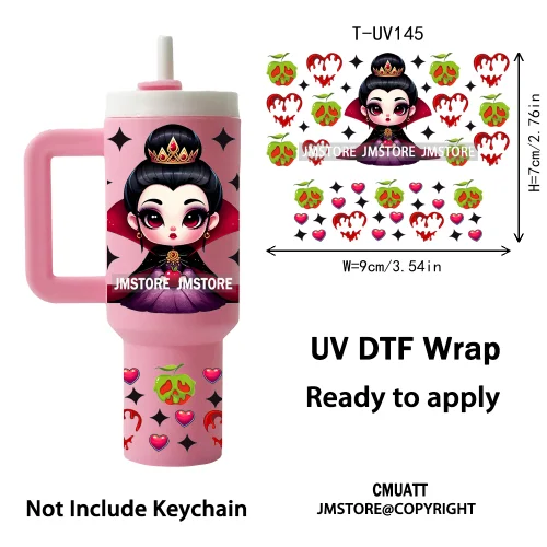 Princess Cartoon Queen Heart Wholesale Bulk UV DTF Wraps Ready To Apply Transfer Stickers Waterproof For Mini Tumbler Keychain