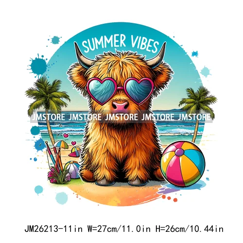 Animal Boujee Raccoon Stay Trashy Summer Vibes Highland Cow Design Logo DTF Iron On Transfer Stickers Ready To Press For Hoodies