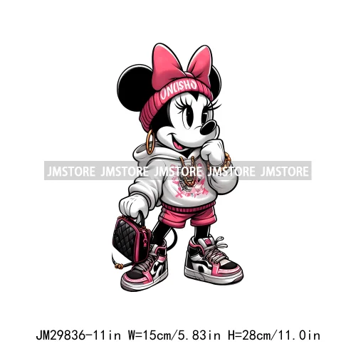 Cute Cartoon Streetwear Animal Girl Characters Thermal Decals Iron On DTF Transfers Stickers Ready To Press For Hoodies