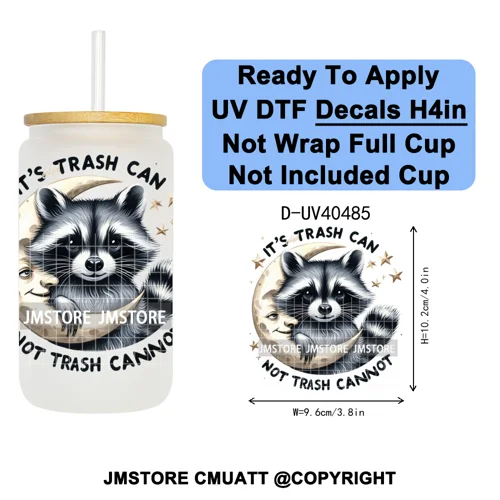 Funny Animal Quotes Sarcastic Dogs UV DTF Transfer Stickers Decals Ready To Apply Waterproof For 16OZ Libbey Glass Can Tumbler