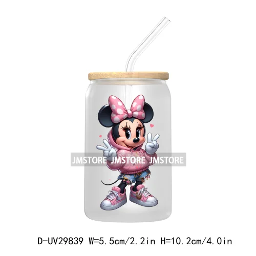 Streetwear Mouse Girl Boy UV DTF Transfer Stickers Decals For Libbey Cold Cups Mugs Tumbler Waterproof Labels Cartoon Characters