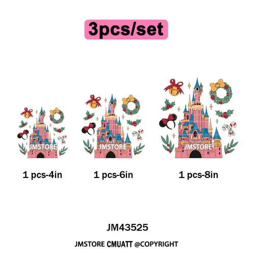 Girly Coquette Merry Christmas Ginger Cartoon Cozy Jolly Season Iron on DTF Heat Transfers Stickers Ready to Press for Clothing