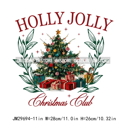 New Christmas Santa Social Club Coquette Western Boots Jolly Holiday Season Logos Iron On DTF Heat Transfer Stickers For Hoodies