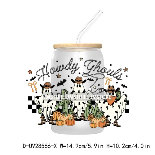 Howdy Fall Western Pumpkin UV DTF Transfer Stickers Decals For Libbey Cold Cups Mugs Tumbler Labels Coquette Bow Cowgirl Boots