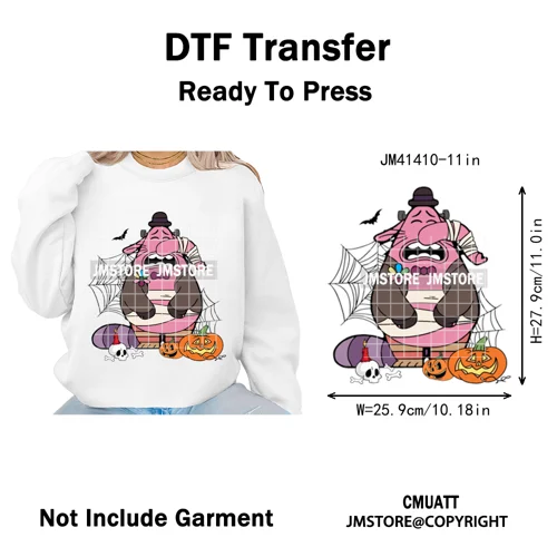 Funny Cartoon Movie Character Halloween Pumpkin Coquette Iron on DTF Washable Heat Transfer Stickers Ready to Press for Clothes