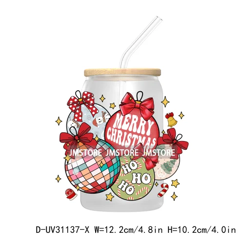 Tis The Season Christmas Santa Cookie UV DTF Transfer Stickers Decals For Libbey Cold Cups Mugs Tumbler Waterproof Book Lovers