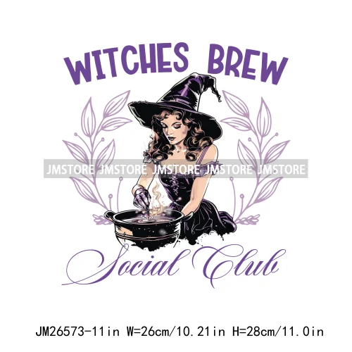 Custom Spooky Season Witch Girl Social Club Halloween Resting Witch Face DTF Iron On Transfer Sticker Ready To Press For Hoodies