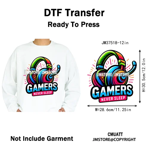 12in Game Zone Time Girl Gamer Squad Hustler Graffiti Game On Over Iron on DTF Transfers Stickers Ready to Press for Hoodies
