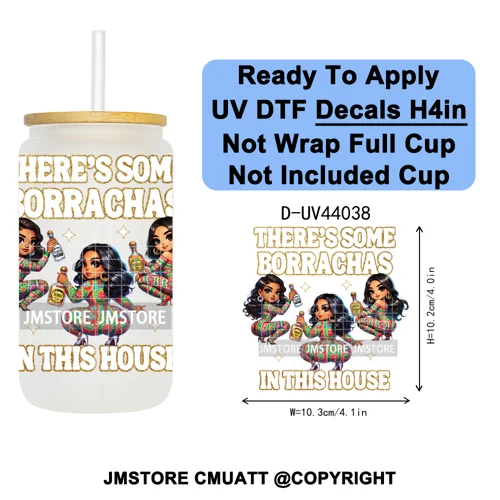 Floral Mexican Christmas Mama UV DTF Transfer Stickers Decals Ready To Apply Good Quality Prints For Libbey Cold Cup Mug Tumbler