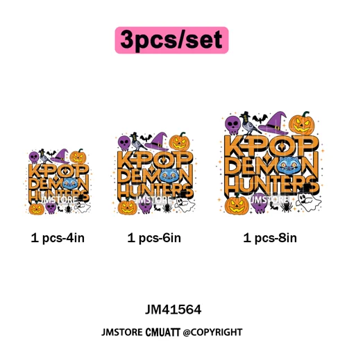 Cute Blue Tiger Idol Group Characters Kpop Halloween Pumpkin Iron on DTF Washable Transfers Stickers Ready to Press for Textile