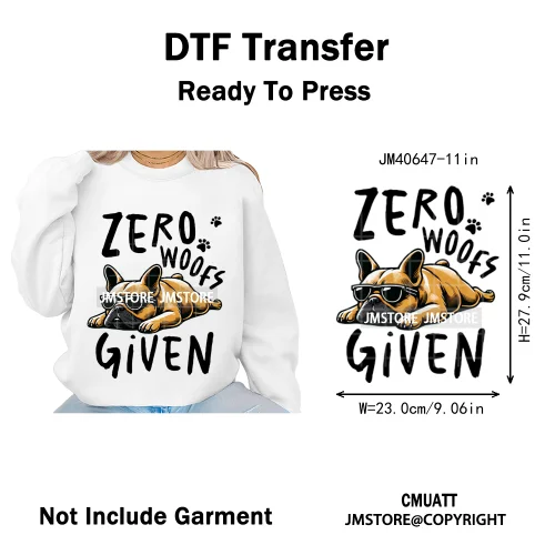 Funny Animal Snarky Inspire Quotes Dog Cat Sarcastic Saying Iron on DTF Washable Transfers Stickers Ready to Press for Clothes