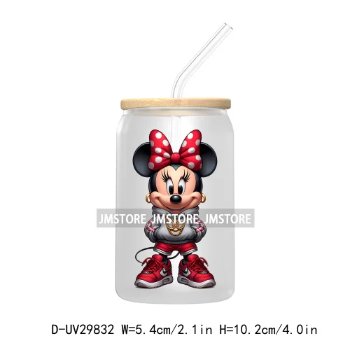 New Trendy Cartoon Mouse Couple Watercolor UV DTF Transfer Sticker Decals For Libbey Cold Cups Mugs Tumbler Animal Kingdom Vibes