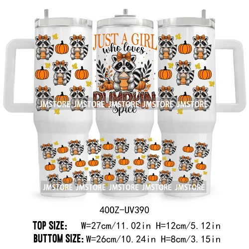 Fall Vibes Vintage Flowers UV DTF Tumbler Wrap Transfer Stickers Feral Girl Autumns Pumpkins 40OZ Wraps Waterproof Custom Labels