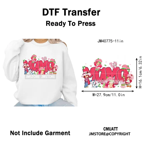 Best Friends Birthday Cute Little Berry Girl Coquette Character Design Iron on DTF Transfers Stickers Ready to Press for Textile